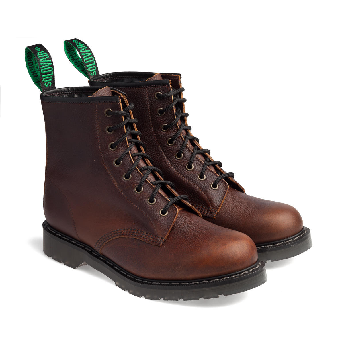Solovair 8 Eye Derby Brown Grain купить 