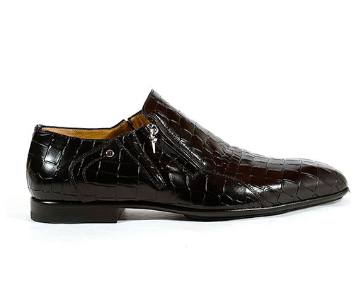 Чёрные туфли из экзотической кожи крокодила