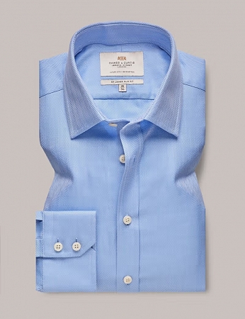 Hawes & Curtis Single Cuff Herringbone Blue