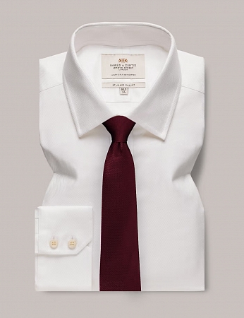 Hawes & Curtis Single Cuff Herringbone White