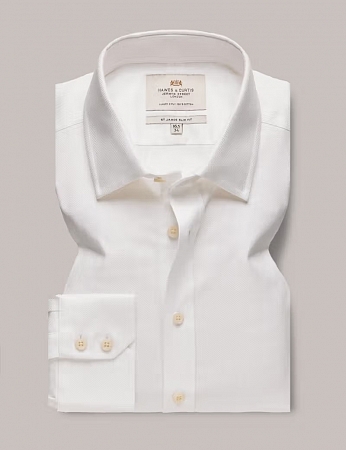 Hawes & Curtis Single Cuff Herringbone White