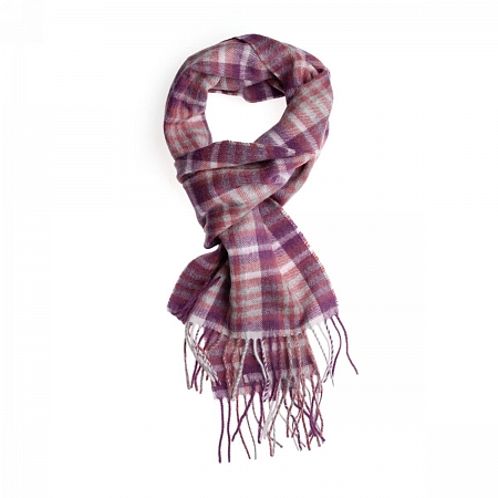 Edinburgh Lambswool Cluster Gingham Ruby/Grey