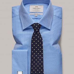 2Картинка Рубашка Hawes & Curtis Double Cuff Herringbone Blue