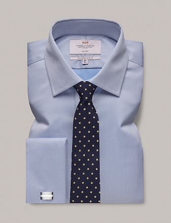 Hawes & Curtis Double Cuff Plain Blue
