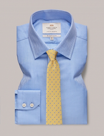 Hawes & Curtis Single Cuff Herringbone Blue