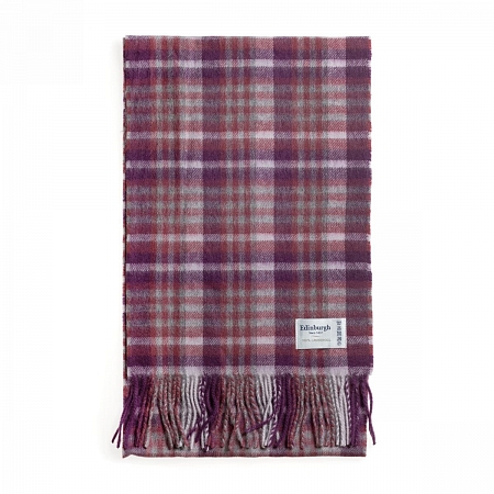 Edinburgh Lambswool Cluster Gingham Ruby/Grey