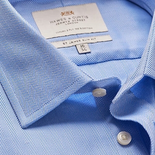 3Картинка Рубашка Hawes & Curtis Single Cuff Herringbone Blue